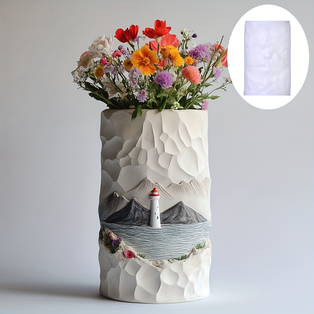 Resin Ocean Wave Mold - Mar farol alívio flor planta vaso