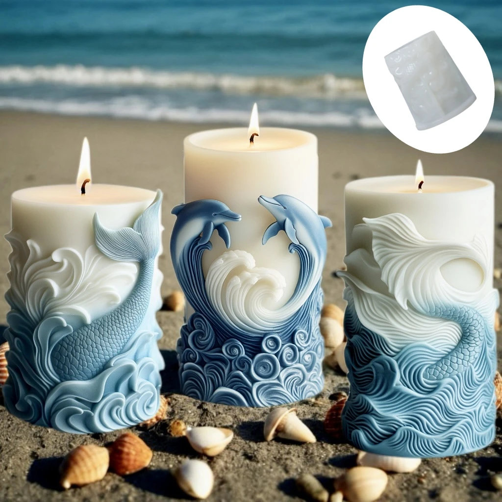 Resin Ocean Wave Mold - Diy oceano onda espuma vela cilíndrica